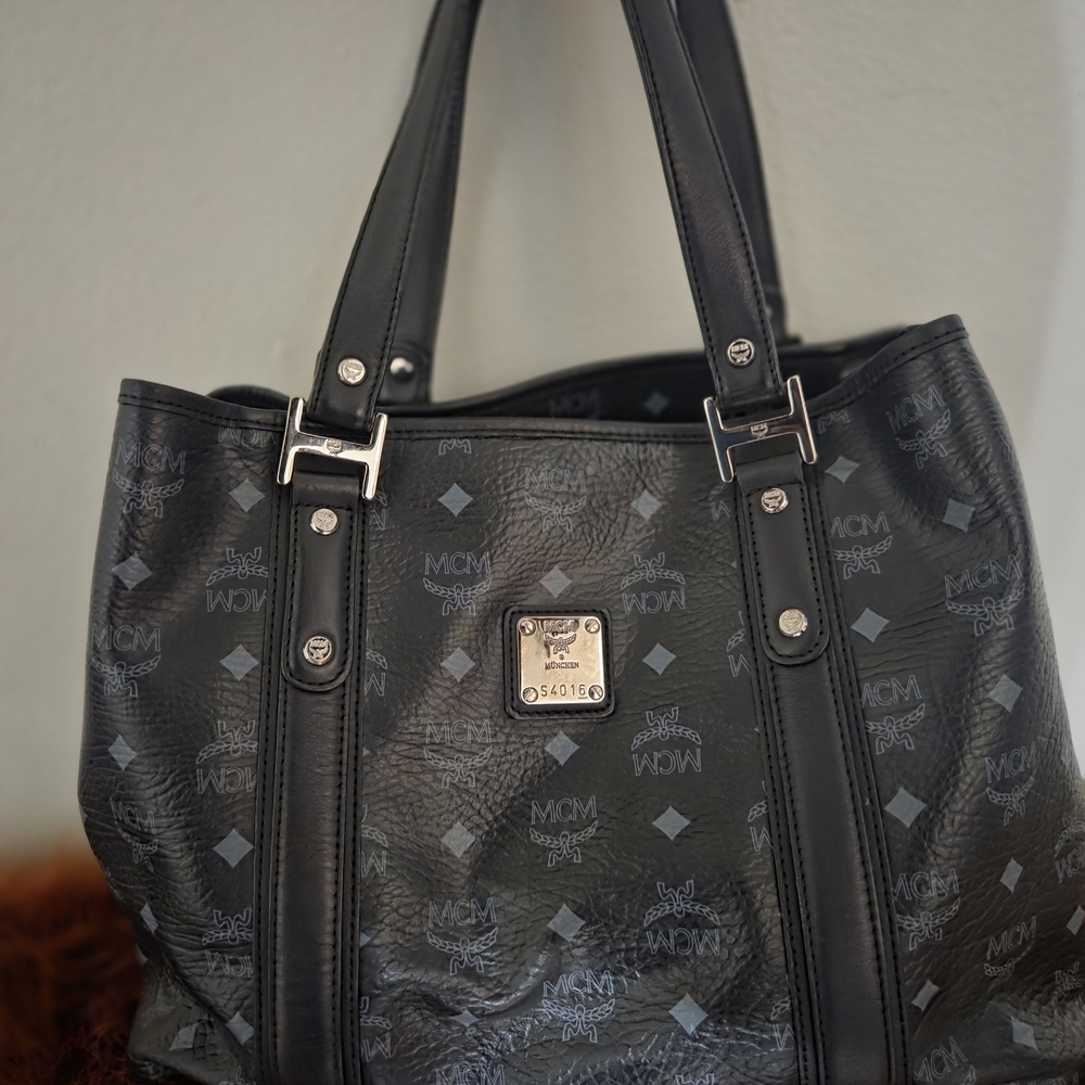 MCM Black Leather Tote Bag